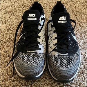 Nike Flyknit Racer G Black White Athletic Shoes